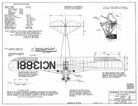 Drawing - Paul Matt - Aeronca C-3 Collegian