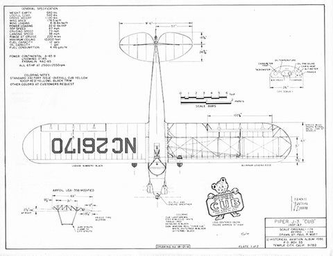 Drawing - Paul Matt - Piper J3 Cub